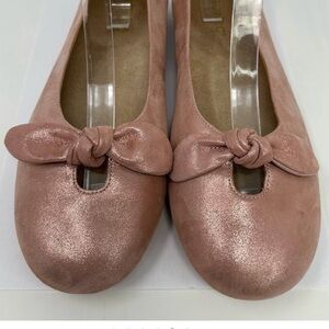Vionic Tilly Ballet Flats Womens Pink Bow Keyhole Slip-On Comfort Support 9.5 W